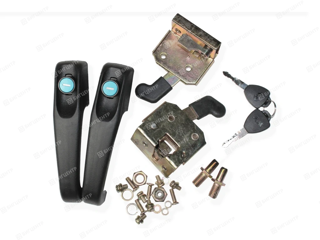 Ручка двери кабины погрузчик ZL-20/ZL-30 с замком (комплект ключ 2шт, ручка 2 шт, замки 2 шт)