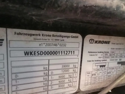 Полуприцеп KRONE SD 6025 - (АЛ)