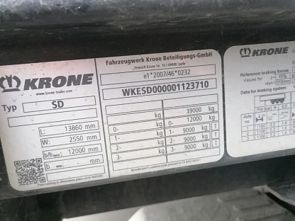 Полуприцеп KRONE SD 5903 - (АЛ)